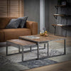 Industriële salontafel set Vida robuust hardhout (2 stuks)