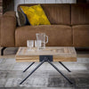 Industriële salontafel Shelby teakhout 70 cm