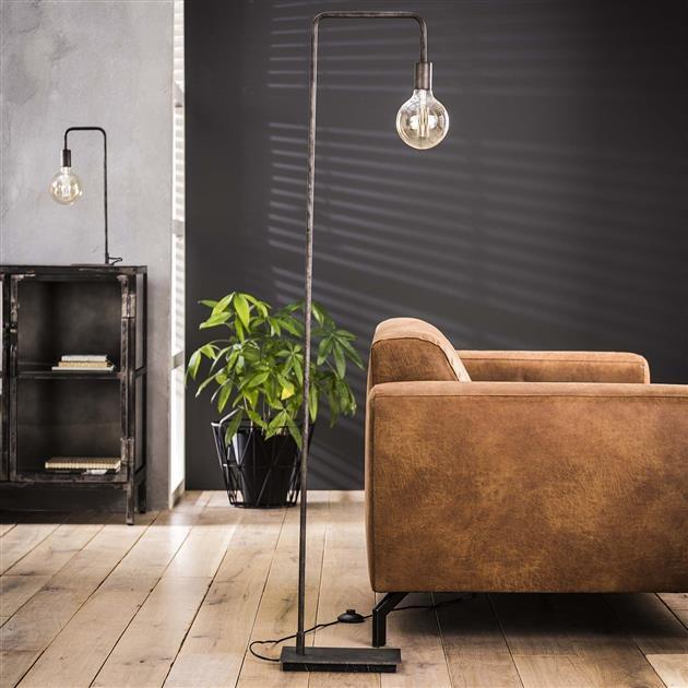 Industriële vloerlamp Alex oud zilver