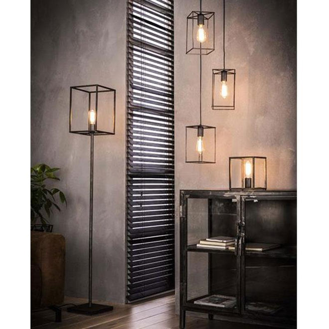Industriële vloerlamp Stella oud zilver