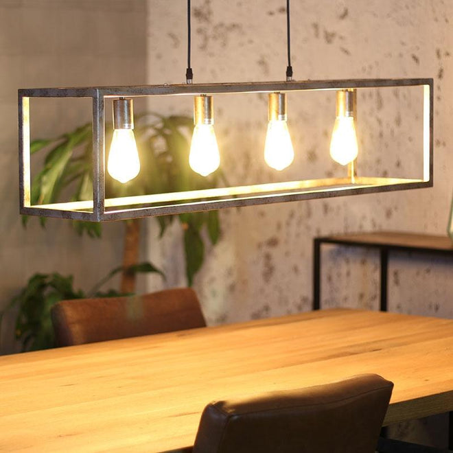 Industriële hanglamp Blake 4-lichts oud zilver
