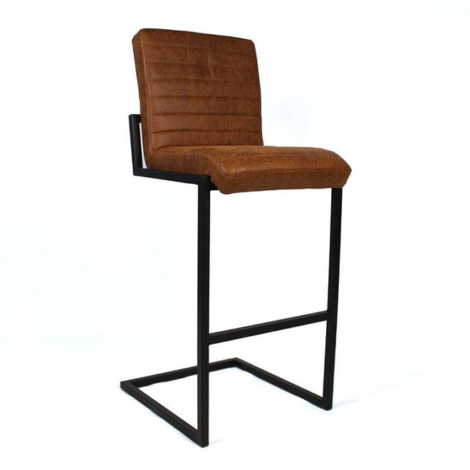 Industriële barstoel Ronald cognac  leer