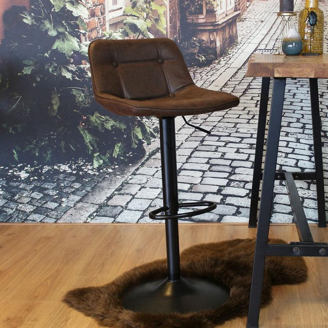 Industriële barkruk Dario bruin leer
