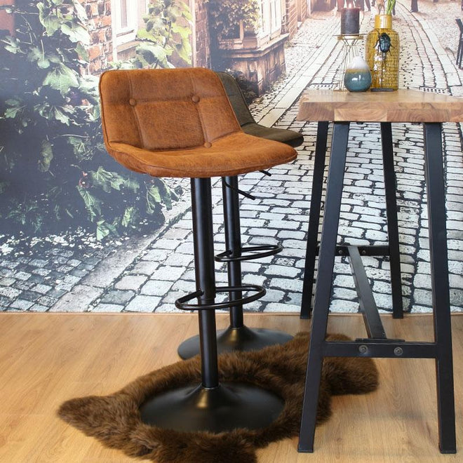 Industriële barkruk Dario cognac leer