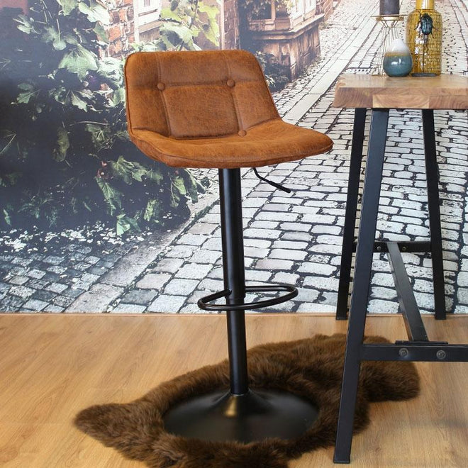 Industriële barkruk Dario cognac leer