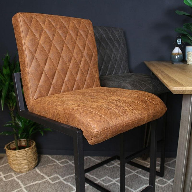 Industriële barstoel Jake cognac leer