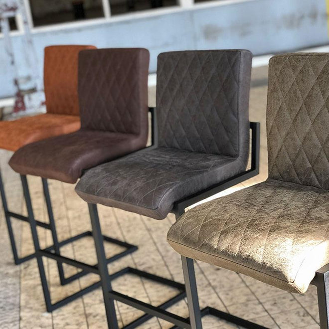 Industriële barstoel Jake antraciet leer