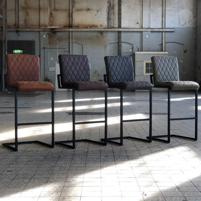 Industriële barstoel Jake bruin leer