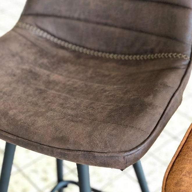Industriële barstoel Jadson bruin leer