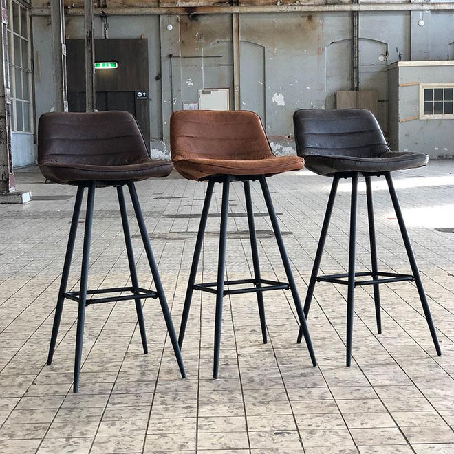 Industriële barstoel Jadson cognac leer