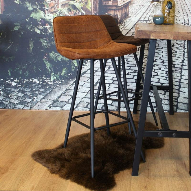 Industriële barstoel Jadson cognac leer