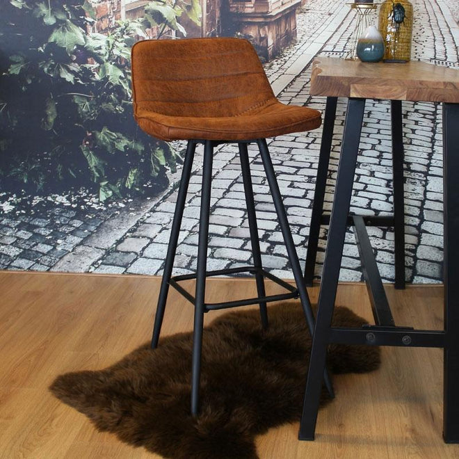 Industriële barstoel Jadson cognac leer