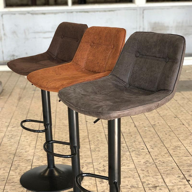 Industriële barkruk Dario antraciet leer