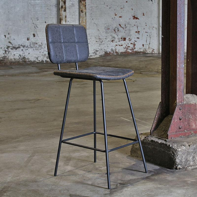Industriële Barkruk Square antraciet leer