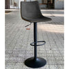 Industriële Barkruk Dallas leer antraciet - draaibaar 60-82 cm
