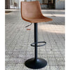 Industriële Barkruk Dallas leer cognac - draaibaar 60-82cm