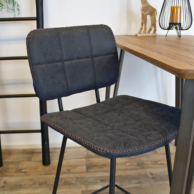 Industriële Barkruk Square blauw leer