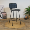 Industriële Barkruk Square blauw leer 71 cm