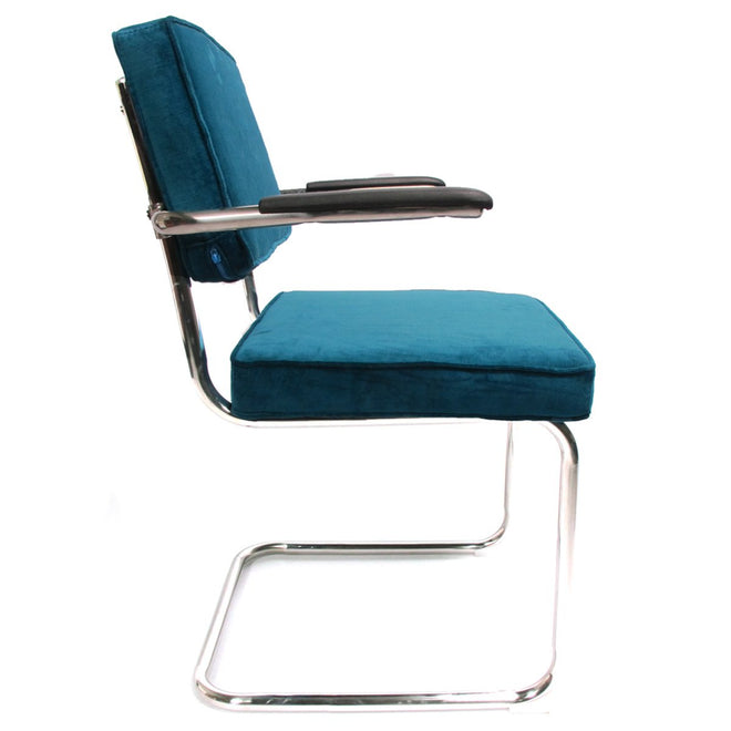 Rib stoel met armleuning blauw