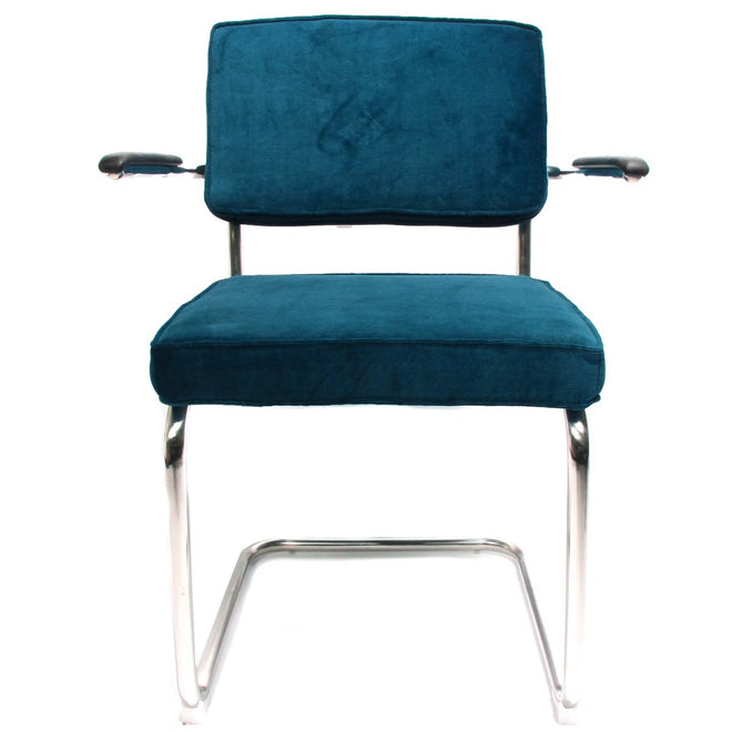 Rib stoel met armleuning blauw