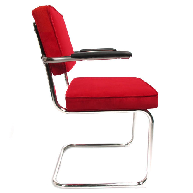 Rib stoel met armleuning rood