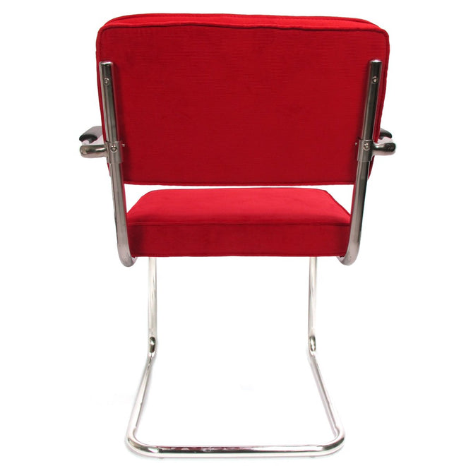 Rib stoel met armleuning rood