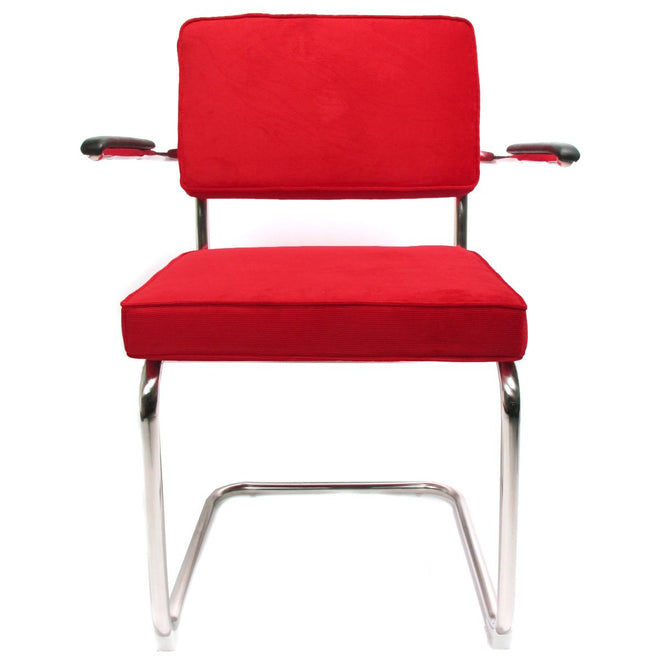 Rib stoel met armleuning rood