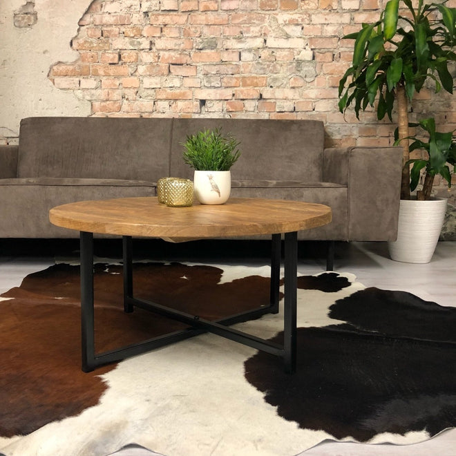 Industriële salontafel Roqi  - grof mangohout
