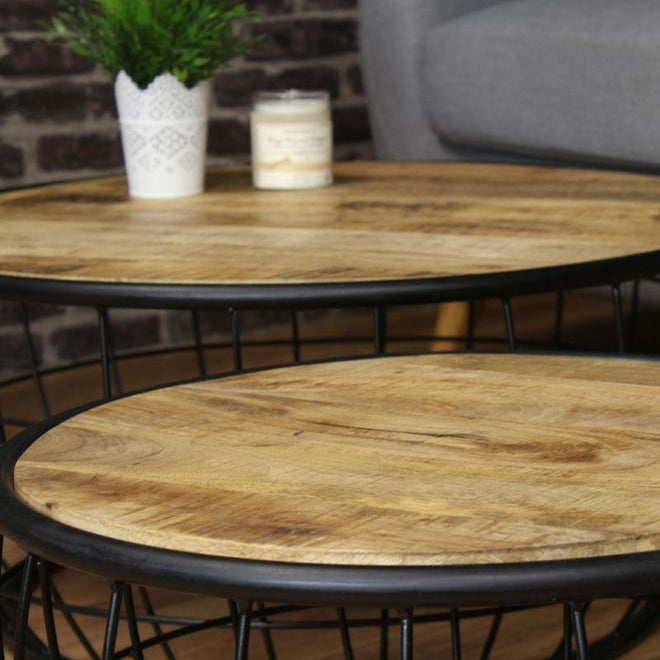 Industriële salontafel set Elijah (2 stuks)