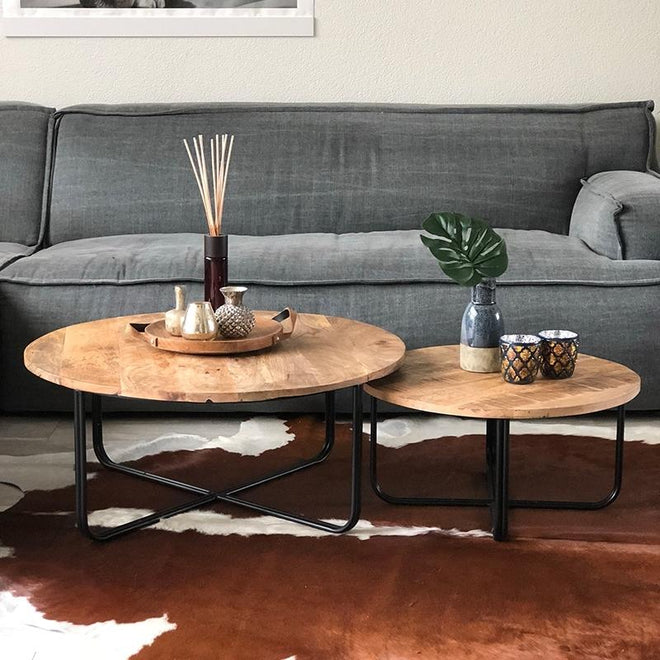 Industriële salontafel set Caleb (2 stuks) 