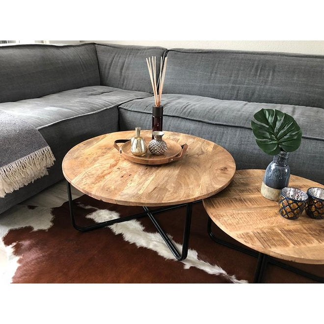 Industriële salontafel set Caleb (2 stuks) 