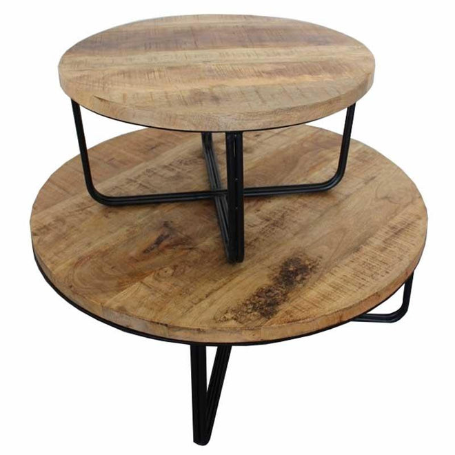 Industriële salontafel set Caleb (2 stuks) 