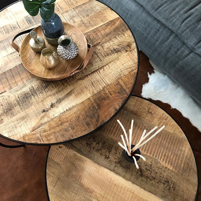 Industriële salontafel set Callum (2 stuks)