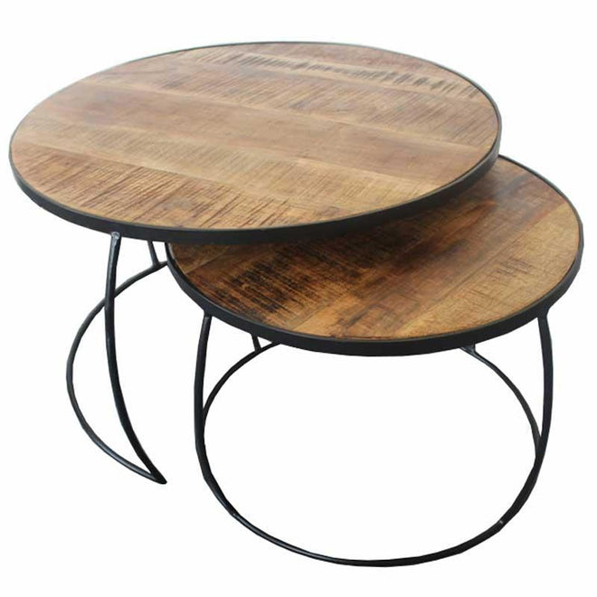 Industriële salontafel set Callum (2 stuks)