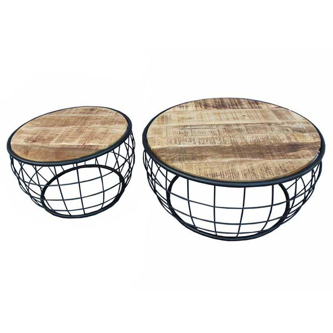 Industriële salontafel set Elijah (2 stuks)