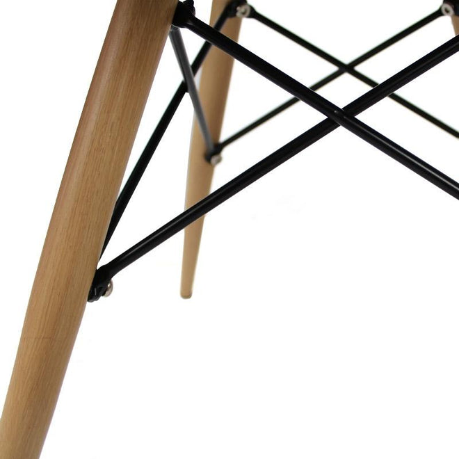 Eames DAW Chair lime groen metaal frame met houtprint (set van 4)