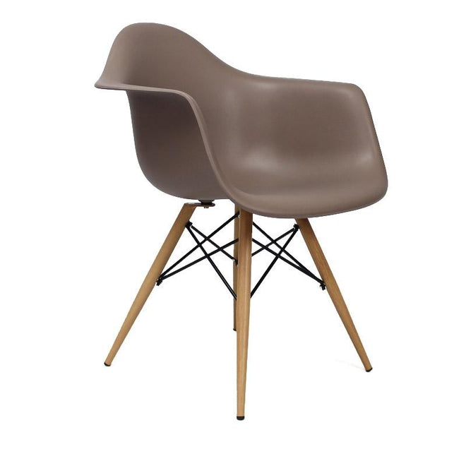 Eames DAW Chair grijs metaal frame met houtprint (set van 4)
