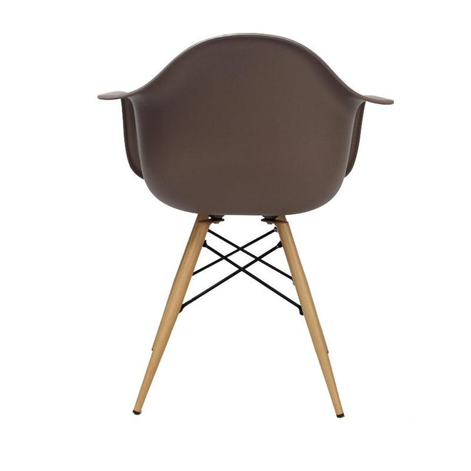 Eames DAW Chair grijs metaal frame met houtprint (set van 4)