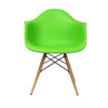 Eames DAW Chair lime groen metaal frame met houtprint (set van 4)