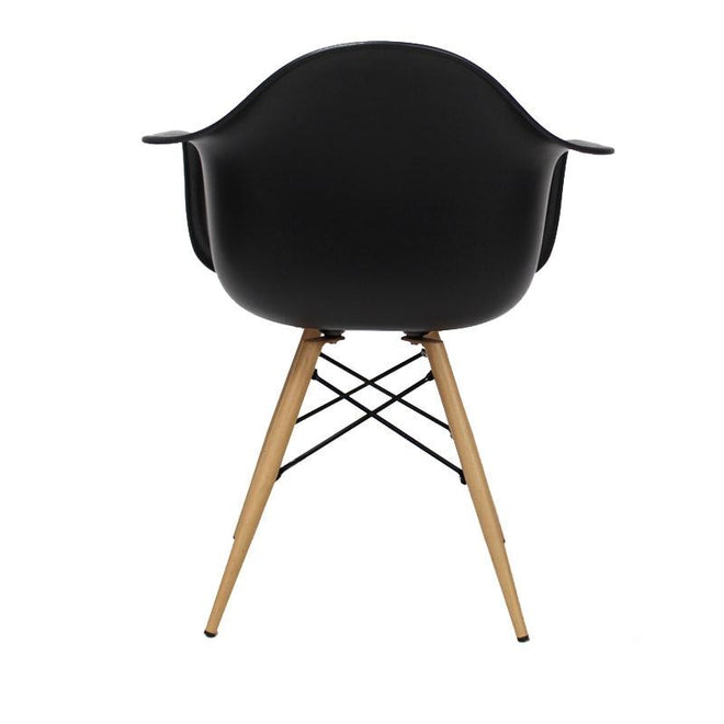 Eames DAW Chair zwart metaal frame met houtprint (set van 4)