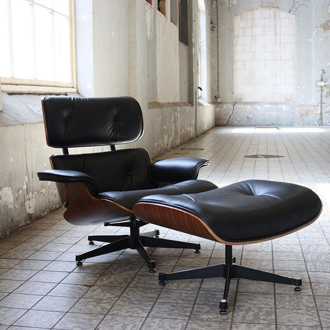 Eames Lounge chair set met ottoman rosewood zwart - Charles & Ray Eames