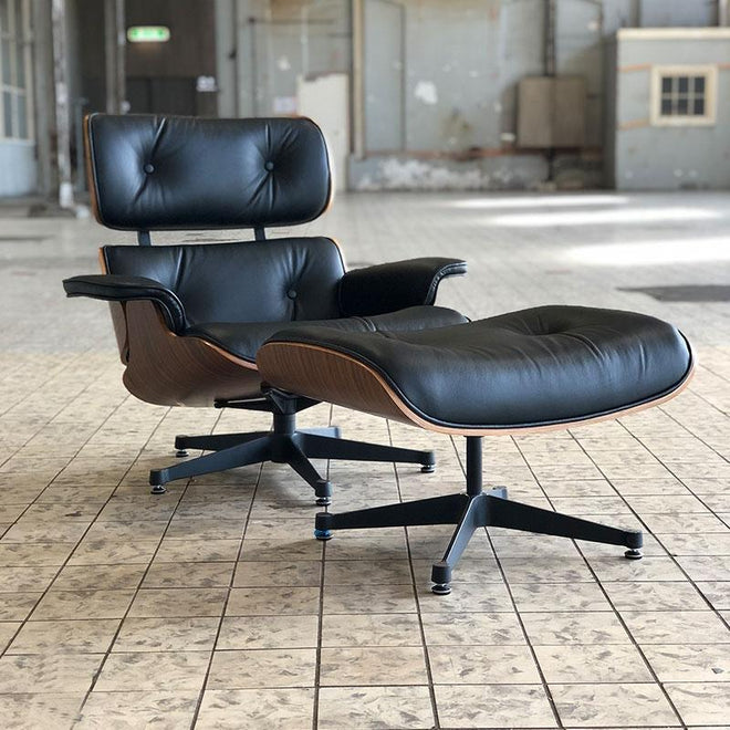 Eames Lounge chair set met ottoman rosewood zwart - Charles & Ray Eames