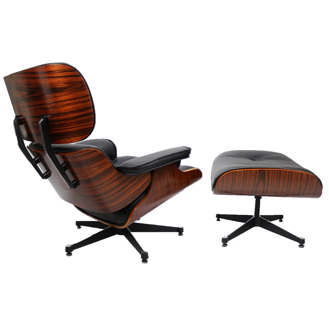 Eames Lounge chair set met ottoman rosewood zwart - Charles & Ray Eames