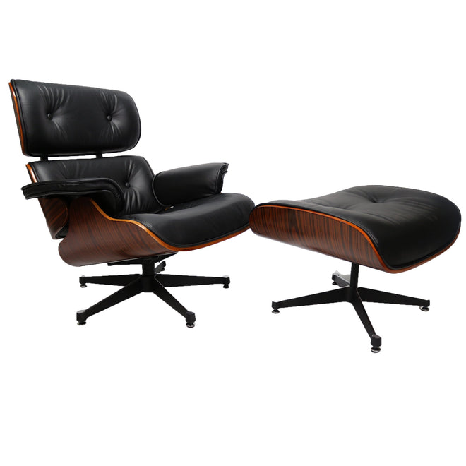 Eames Lounge chair set met ottoman rosewood zwart - Charles & Ray Eames