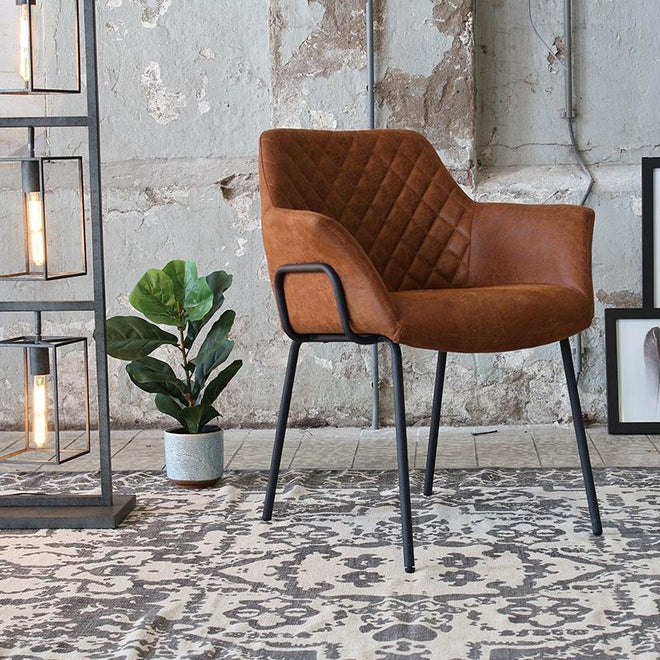 Eetkamerstoel Marcel cognac leer
