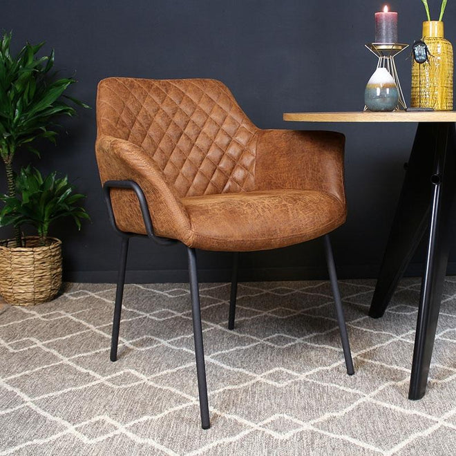 Eetkamerstoel Marcel cognac leer