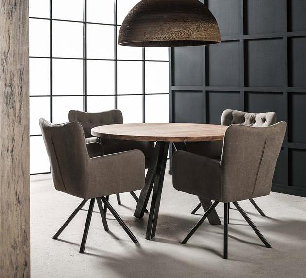 Eetkamertafel Flow rond hout Ø120 cm