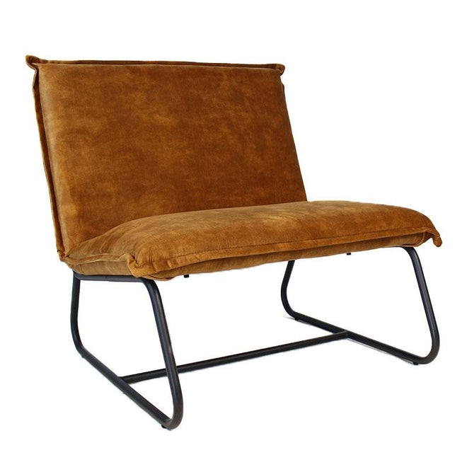 Fauteuil Dante velvet Luxury oker geel/cognac bruin