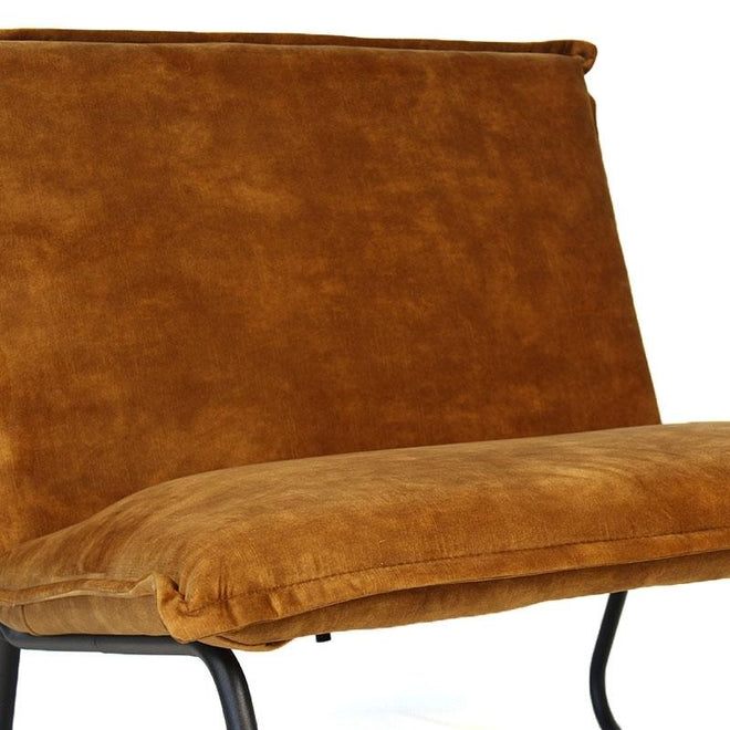 Fauteuil Dante velvet Luxury oker geel/cognac bruin