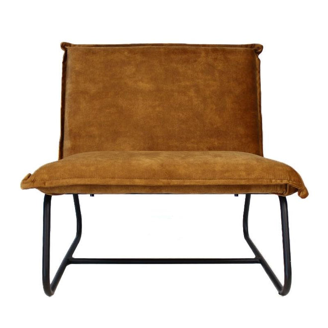 Fauteuil Dante velvet Luxury oker geel/cognac bruin